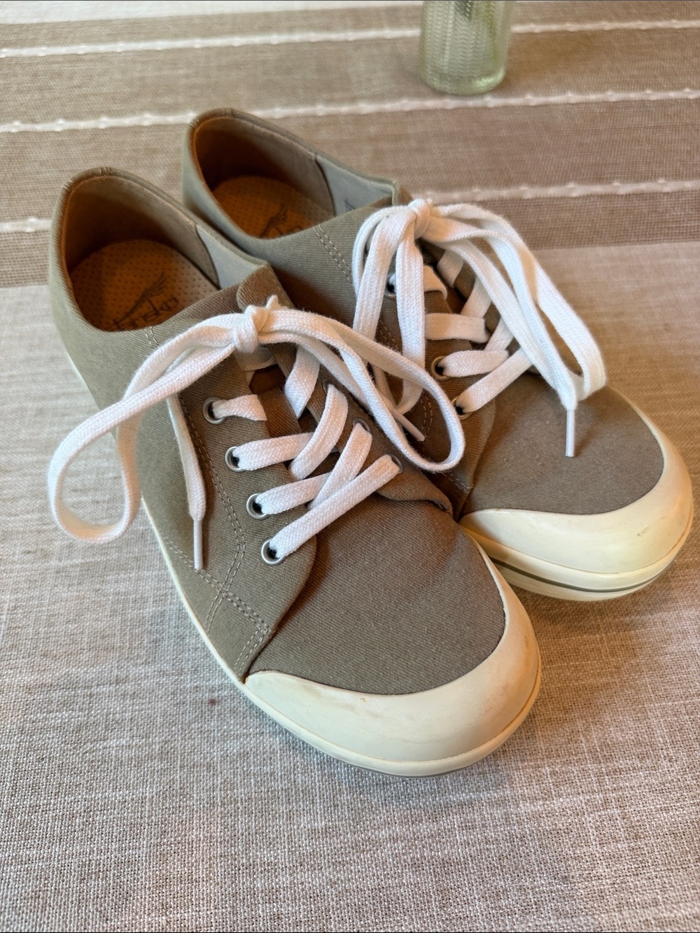 Dansko vegan canvas lace-up clogs, size 38